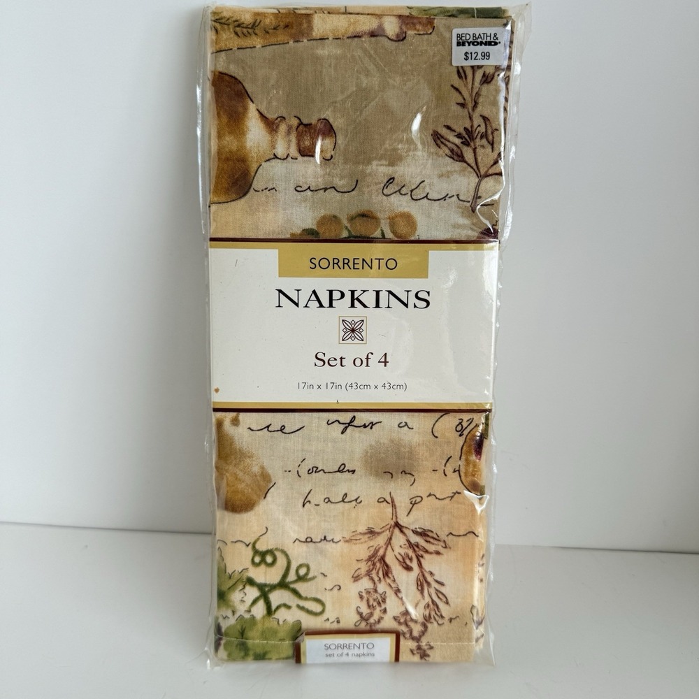 Sorrento Fabric Napkins 17 X 17 Herbs Vinegar Olive Oil Bottles Italian New